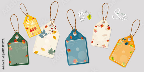 Autumn Sale! Stylish price tag templates with discounts up to 70%. Vector, easy to edit. For your store and promotions!