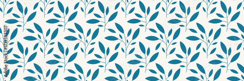 Wallpaper Mural Minimalist Blue Leafy Branch Seamless Botanical Pattern Torontodigital.ca