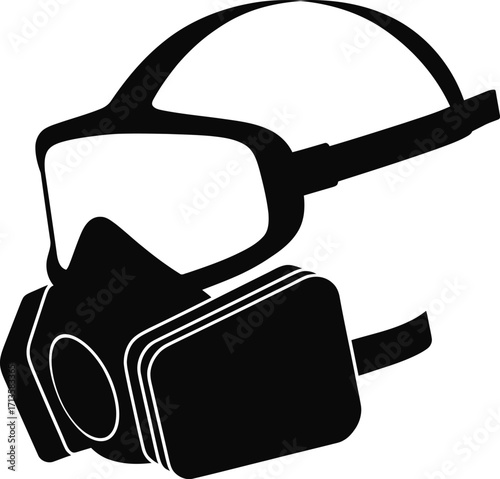 Black respirator mask with goggles safety protection