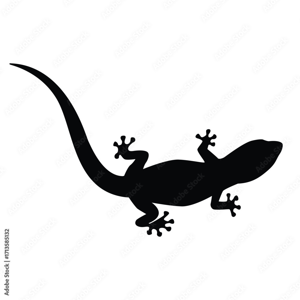 Naklejka premium vector illustration of house lizard silhouette shape,logo,on white background