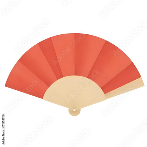 A beautiful red folding hand fan, a traditional accessory and cultural symbol for decoration and good fortune during the Chinese New Year celebration. 269