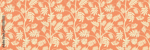 Wallpaper Mural Elegant Rowan Branches with Berries Seamless Botanical Pattern Torontodigital.ca