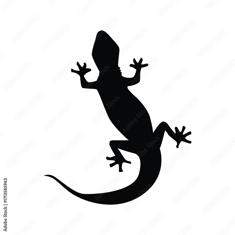 Naklejka premium vector illustration of house lizard silhouette shape,logo,on white background