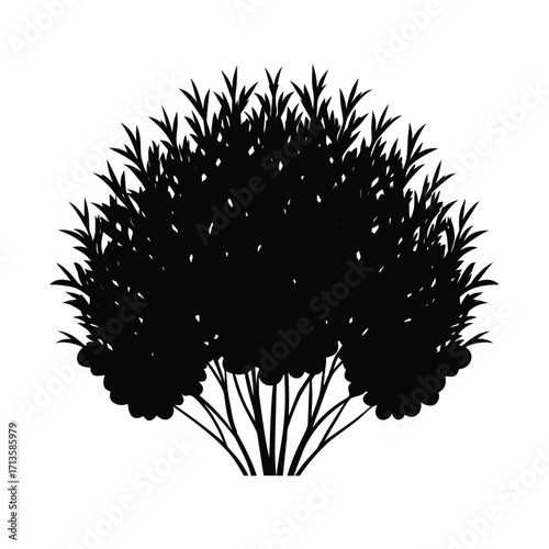 Minimalist black bush silhouette on white background
