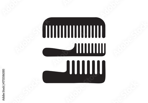 set of hair combs and styling tools on white background