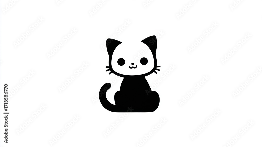 Fototapeta premium Cute black cat illustration