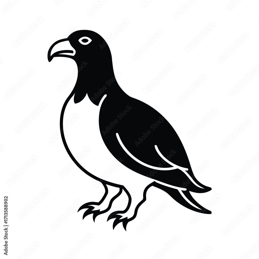 Fototapeta premium Minimalist black eagle silhouette on white background