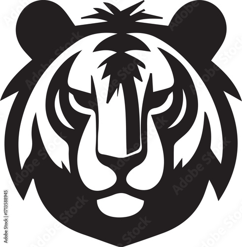 Powerful lion head tattoo design, a stylized wild animal vector illustration