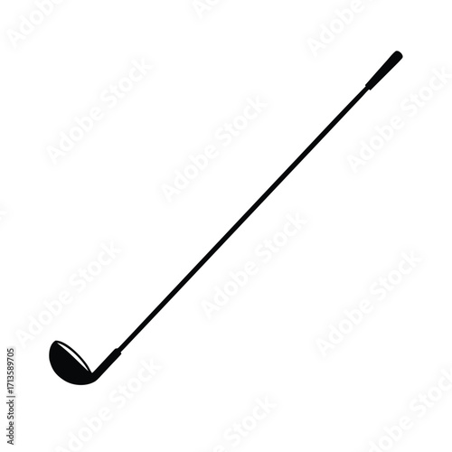 Black golf club silhouette on white background