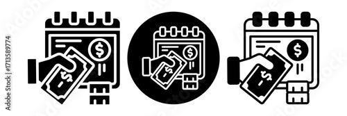 Monthly Payout Icon Glyph & Mixed Style Collection Set