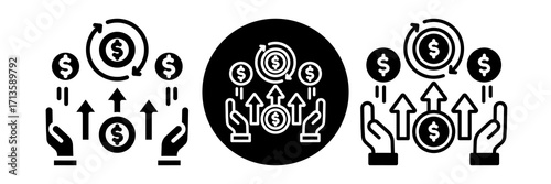 Income Flow Icon Glyph & Mixed Style Collection Set