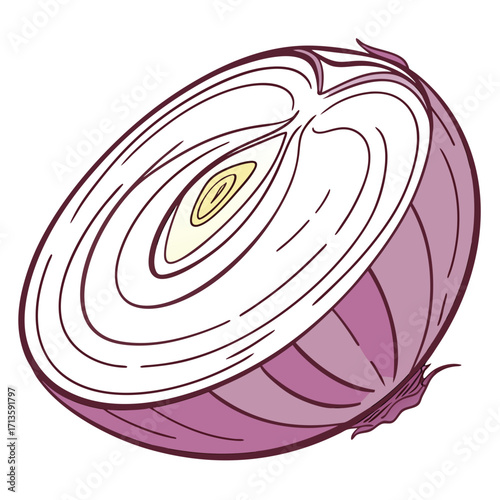 Illustration of sliced red onion vegetable cooking ingredient fresh produce food item healthy eating concept