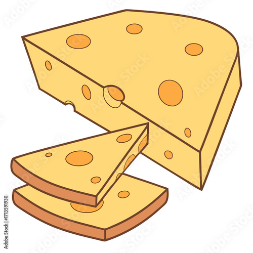 Delicious cheese illustration with holes swiss cheese cheddar cheese food cheese slices dairy product 