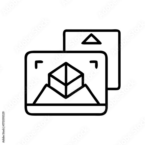 Line art illustrations of educational technology concepts and tools  