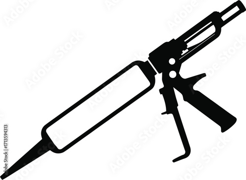 Black silhouette of a caulking gun sealant applicator