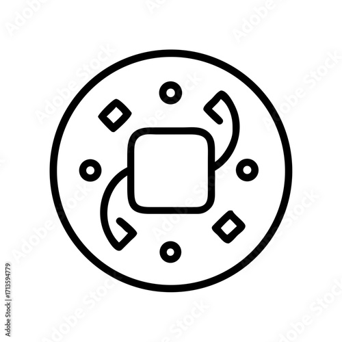 Ancient coin design with geometric patterns and symbols  