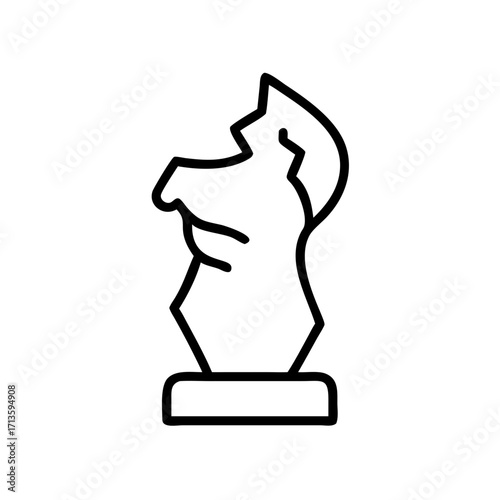Abstract chess knight statue in minimalist design representing strategy  