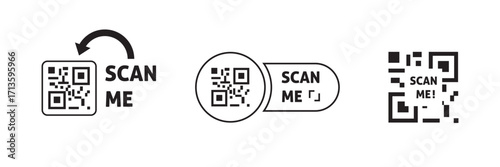 QR Code Scan Me   Black and White Design Icons