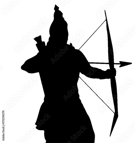 lord rama black silhouette with bow and arrow spiritual mythological character ramayana hindu god krishna avatar.eps