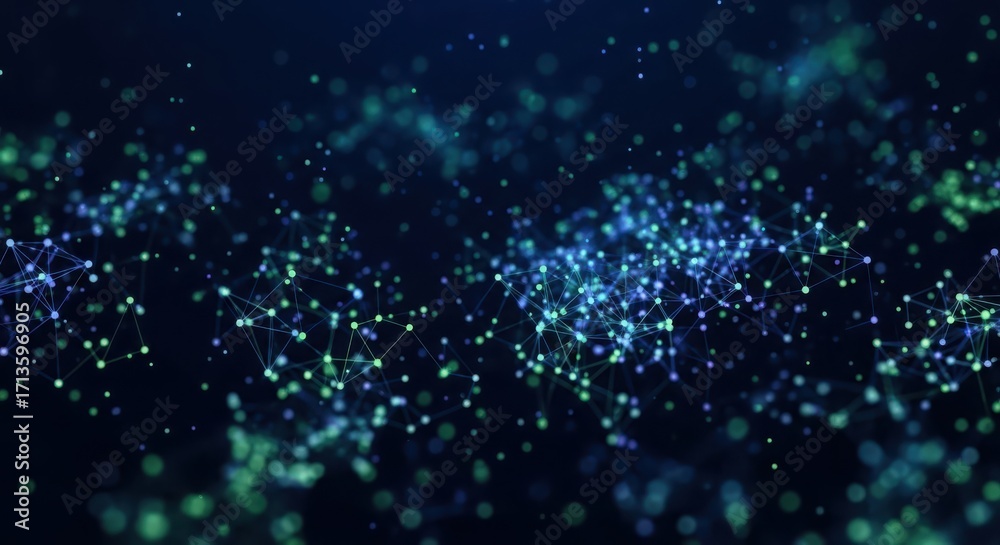 Fototapeta premium Abstract dark blue bokeh background with glowing particles for digital design and user interface elements isolated on white background