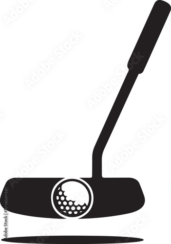 Golf Putter With Ball silhouette Icon