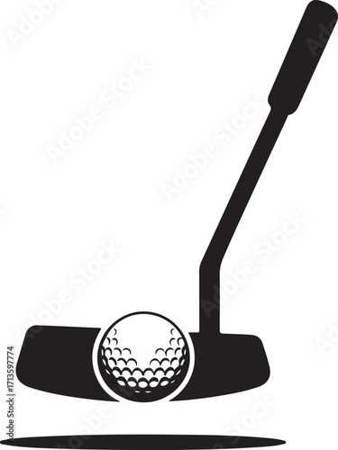 Golf Putter With Ball silhouette Icon