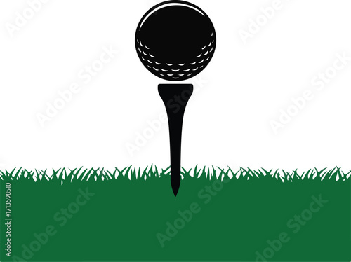 golf ball with dimpled surface placed on a tee. golfing sport,