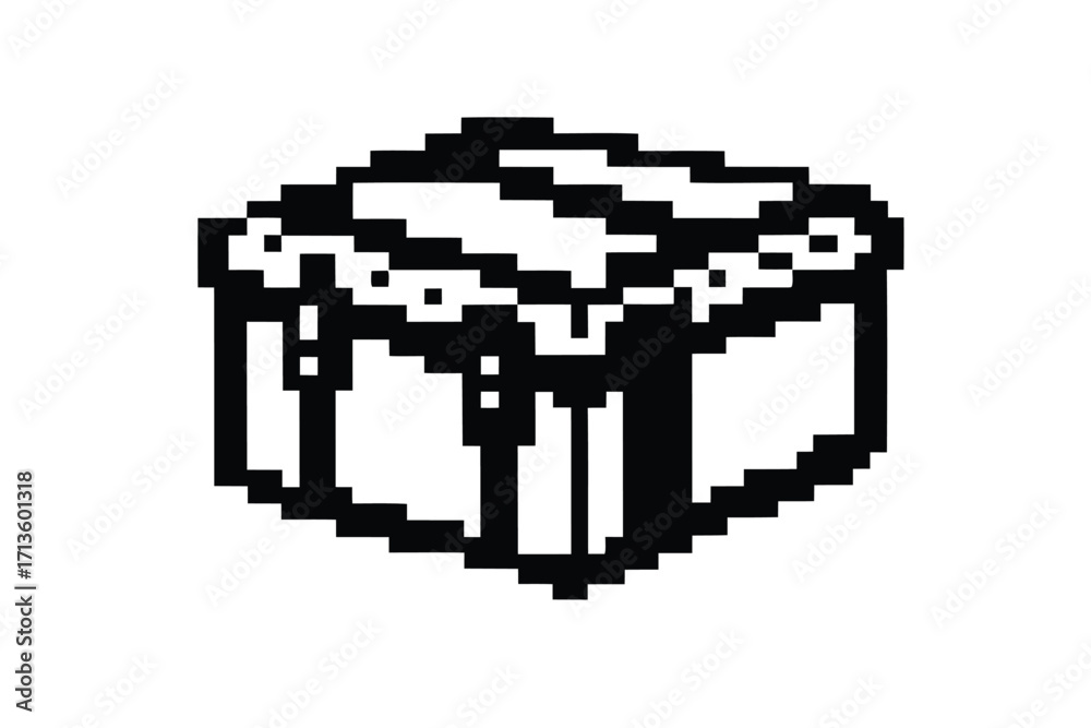 Fototapeta premium Pixel Art Open Box with White Background, Retro Style Design