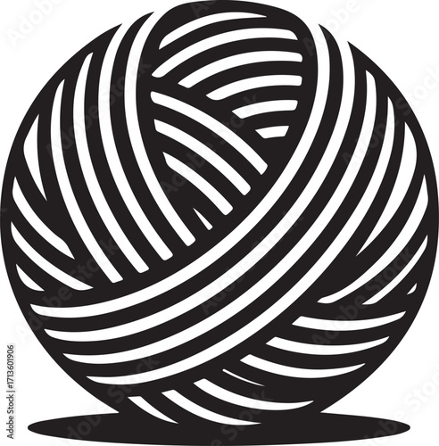 Stylized Ball of Yarn and Crochet Hook, Icon
