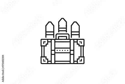 Pixelated walkie talkie icon design element on white background isolated