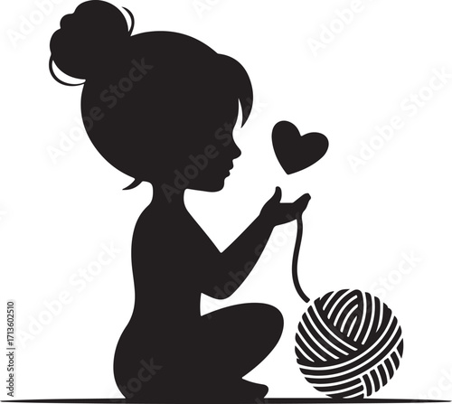 Stylized Ball of Yarn and Crochet Hook, Icon