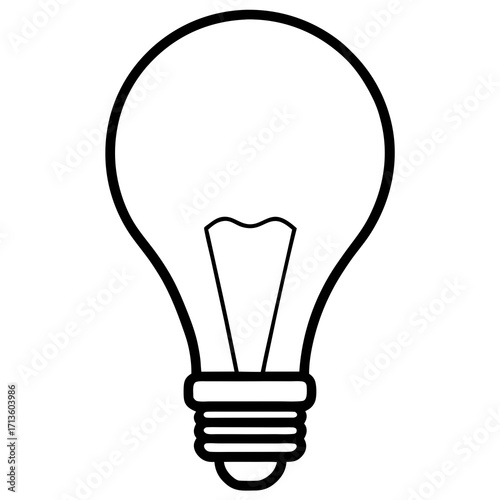 Vector silhouette illustration of an incandescent light bulb with a filament outline silhouette vector illustration white background