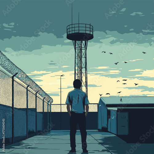 A documentary exploring the lives of individuals affected by the criminal justice system. , vector style simple color