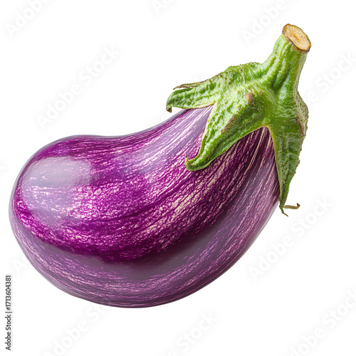 Wallpaper Mural A single ripe graffiti eggplant with vibrant purple and white stripes and a green stem isolated on transparent background Torontodigital.ca