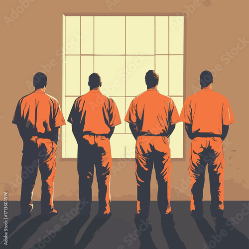 A documentary exploring the lives of individuals affected by the criminal justice system. , vector style simple color