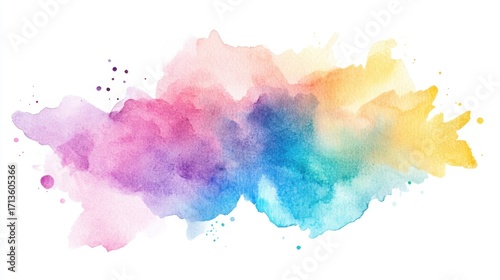 Vibrant watercolor abstract with multicolored brushstrokes and splashes