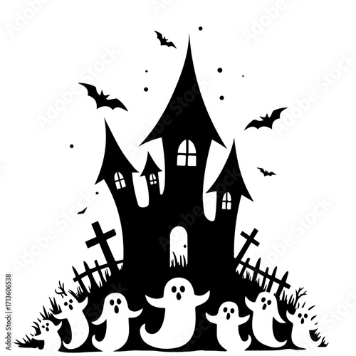 Halloween castle vector illustration, castle, vector, house, cartoon, illustration, building, architecture, Halloween, town, city, fantasy, medieval, tower, home, art, silhouette, old, design, fortres
