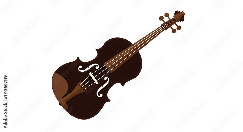 Fototapeta premium A dark brown wooden viola with a black background showcasing its elegant curves and stringed instrument details