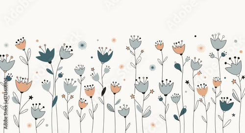 A charming and delicate floral pattern with a soft pastel color palette adorning the scene.