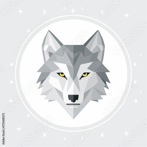 Geometric Wolf Face in Flat Style