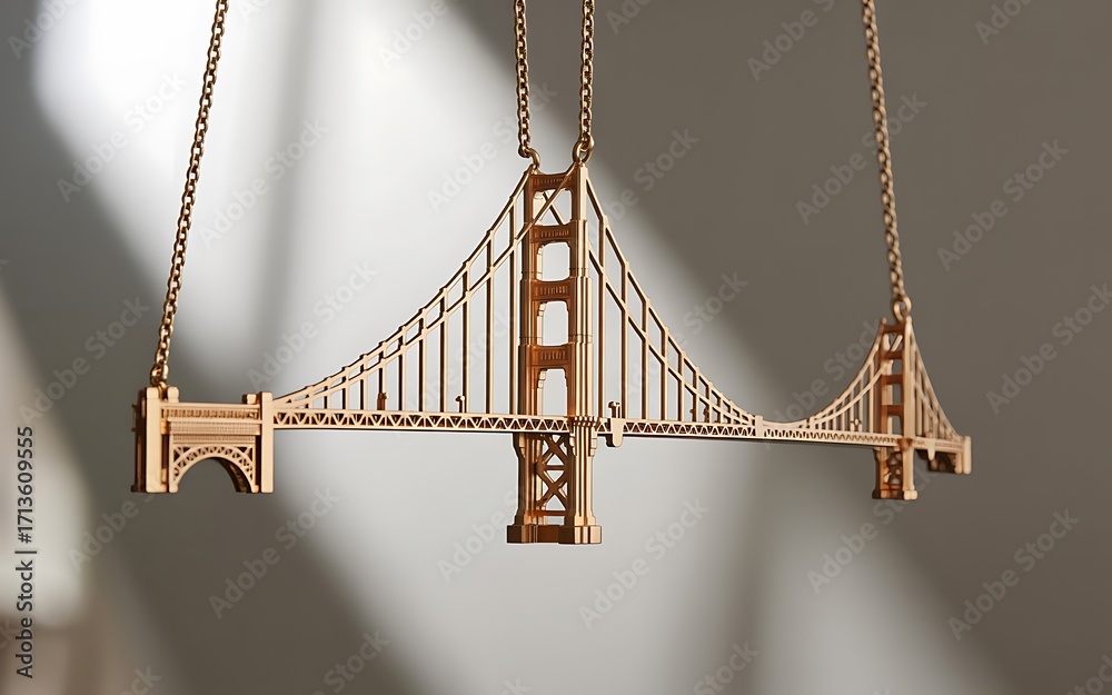 Fototapeta premium Golden gate bridge pendant necklace