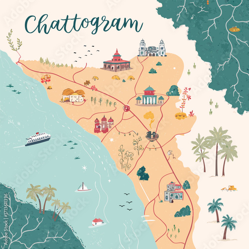 Port City of Chittagong Vector