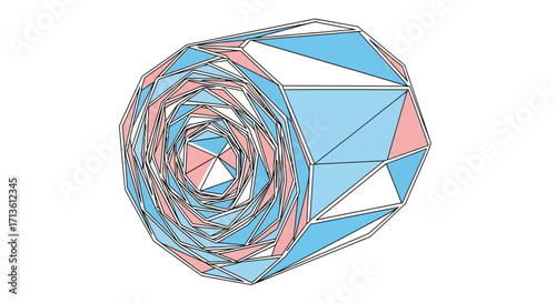 Abstract geometric shape with pastel colors creating a modern and eyecatching design on a clean white background for creative projects