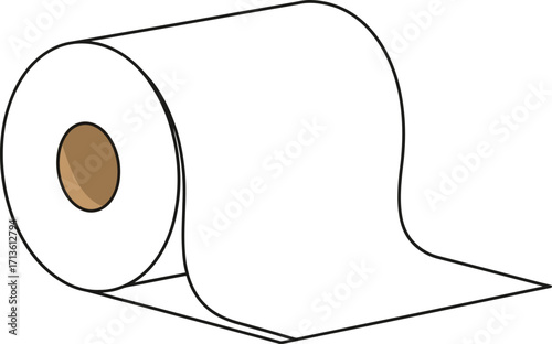 Roll of white toilet paper on a white background for hygiene and sanitation needs in a bathroom or restroom setting for personal care use