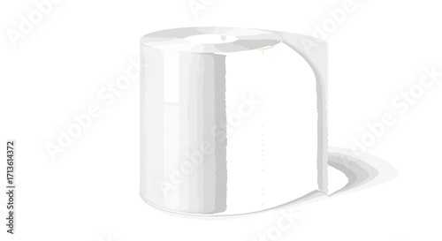 Roll of white toilet paper isolated on a clean white background for hygiene and sanitation needs in a modern bathroom setting