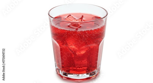 Wallpaper Mural A vibrant, ruby-red beverage in a clear glass, filled with ice cubes, displays a refreshing, effervescent quality. Torontodigital.ca