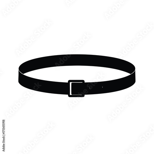 Minimalist black belt silhouette on white background
