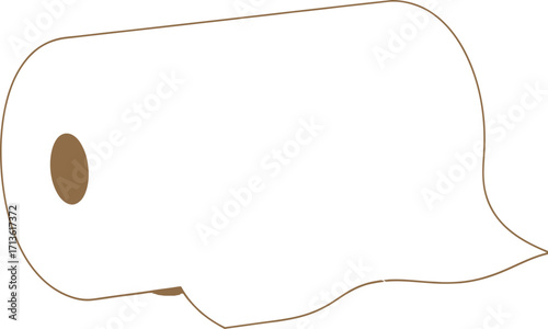 Roll of white paper towels or fabric on a white background in a clean and simple style for household or industrial use is displayed