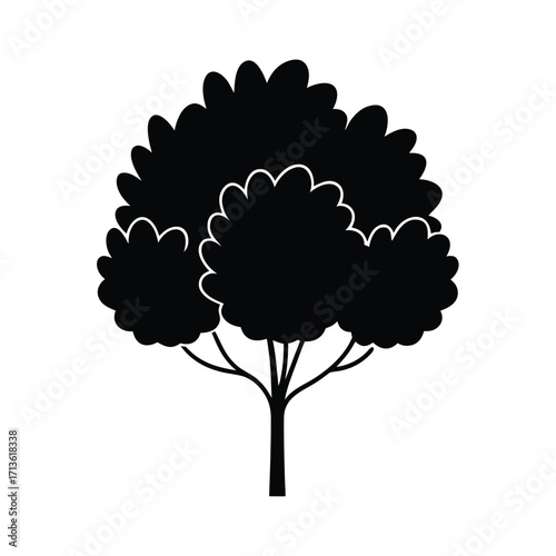 Minimalist black bush silhouette on white background