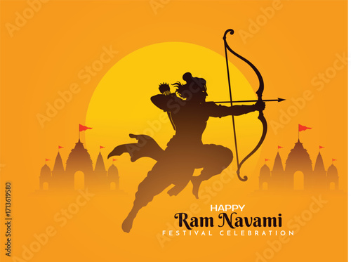 Ram navami celebration lord rama silhouette archer bow arrow festive occasion